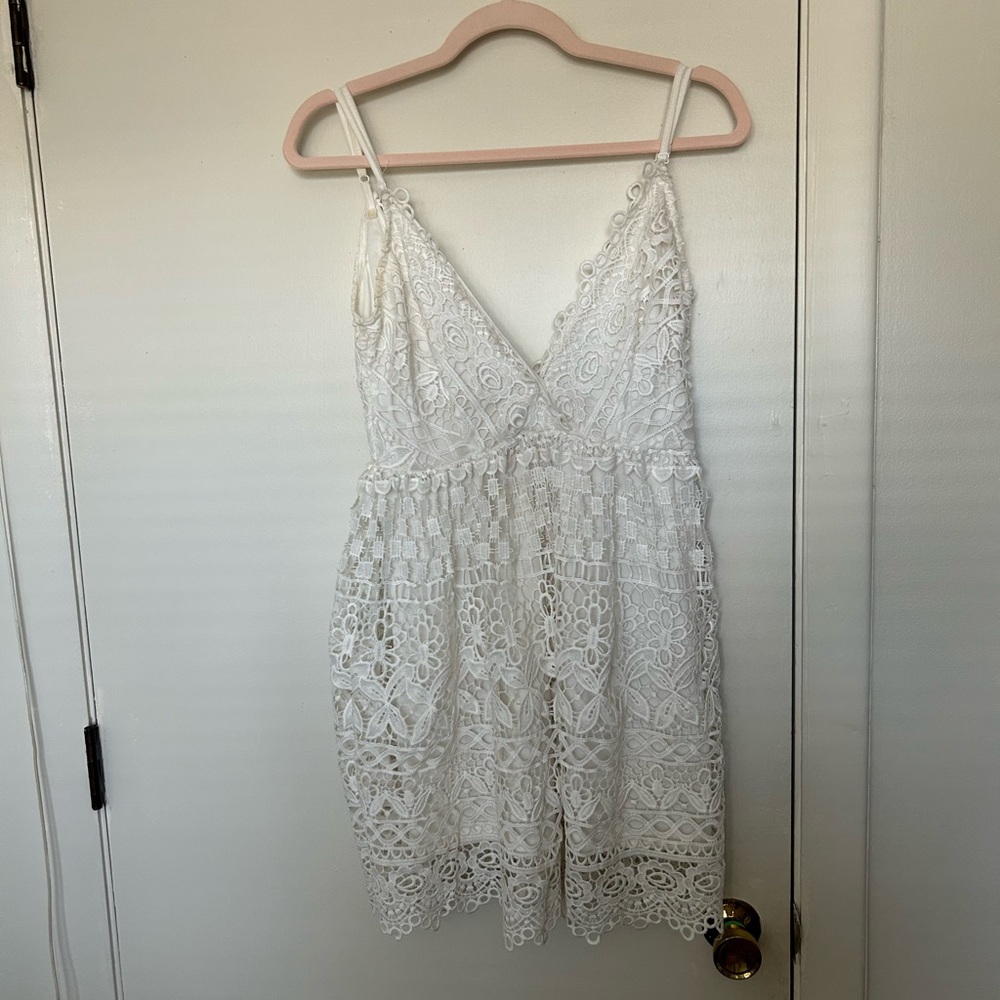 White lace skater dress